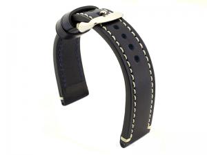 Genuine Leather WATCH STRAP Catalonia WAXED LINING Navy Blue/White 24mm