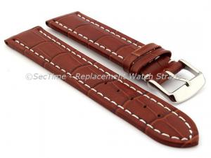 Leather Watch Strap CROCO RM Brown/White 22mm