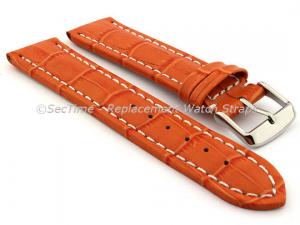 Leather Watch Strap CROCO RM Orange/White 28mm