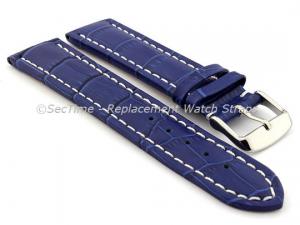 Leather Watch Strap CROCO RM Blue/White 18mm