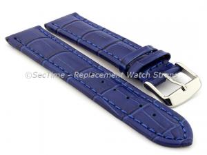 Leather Watch Strap CROCO RM Blue/Blue 20mm