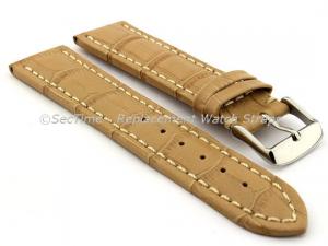 Leather Watch Strap CROCO RM Cream/White 20mm