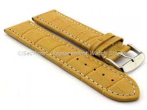 Leather Watch Strap CROCO RM Yellow/White 24mm