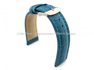 Leather Watch Strap CROCO RM Turquoise / Turquoise 22mm