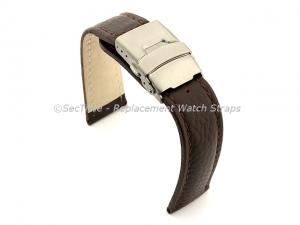 Genuine Leather Watch Strap Freiburg Deployment Clasp  Dark Brown / Brown 22mm