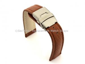 Genuine Leather Watch Strap Freiburg Deployment Clasp Brown / Brown 18mm [01FC18AB04]