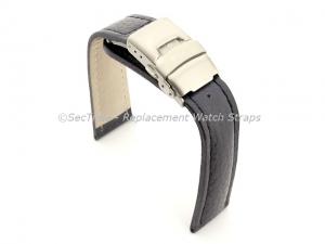 Genuine Leather Watch Strap Freiburg Deployment Clasp  Navy Blue / Blue 24mm