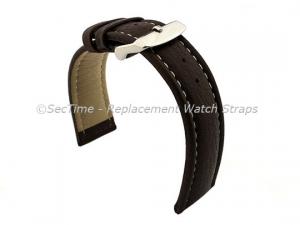 Watch Strap Band Freiburg RM Genuine Leather 22mm Dark Brown/White