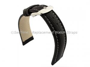 Watch Strap Band Freiburg RM Genuine Leather 20mm Black/White