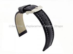 Watch Strap Band Freiburg RM Genuine Leather 28mm Navy Blue/White