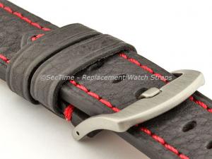 Replacement WATCH STRAP Luminor Genuine Leather Black/Red 24mm