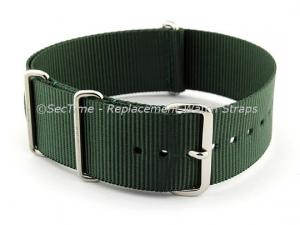 NATO G10 Watch Strap Military Nylon Divers (3 rings) Green 22mm 