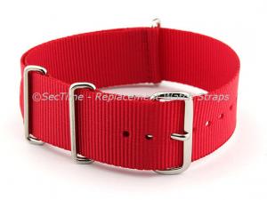 NATO G10 Watch Strap Military Nylon Divers (3 rings) Red 22mm