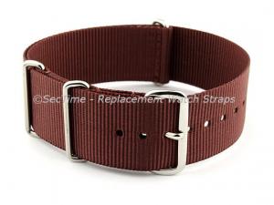 NATO G10 Watch Strap Military Nylon Divers (3 rings) Brown 20mm 