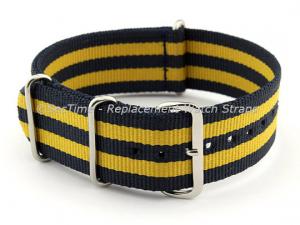 NATO G10 Watch Strap Military Nylon Divers (3 rings) Blue/Yellow 22mm 