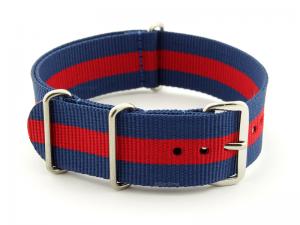 NATO G10 Watch Strap Military Nylon Divers 3 rings Blue/Red (3) 24mm