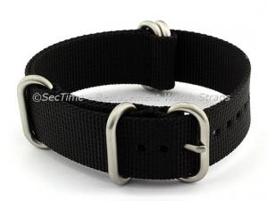 20mm Black - Nylon Watch Strap / Band Strong Heavy Duty (4/5 rings) Military [03NS20AB01]