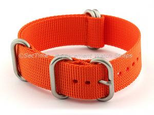 20mm Orange - Nylon Watch Strap / Band Strong Heavy Duty (4/5 rings) Military