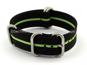 24mm Black/Green - Nylon Watch Strap/Band Strong Heavy Duty (4/5 rings) Military