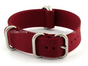 22mm Maroon - Nylon Watch Strap / Band Strong Heavy Duty (4/5 rings) Military