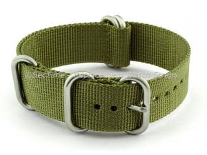 NATO Nylon Watch Strap Strong Heavy Duty (4/5 rings) Military Olive Green 24mm