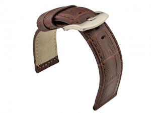 Genuine Leather Watch Strap CROCO PAN Dark Brown/Brown 22mm