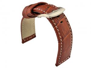 Genuine Leather Watch Strap CROCO PAN Brown/White 24mm