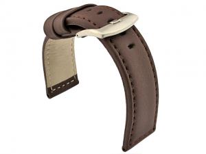 Genuine Leather Watch Strap PAN Dark Brown/Brown 20mm