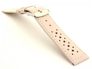 22mm Pink/White - Genuine Leather Watch Strap / Band RIDER, Perforated