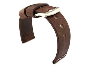 Genuine Leather Watch Strap RIVIERA RM Dark Brown/White 24mm