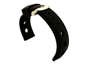 WATCH STRAP Silicon SPORTS Waterproof Stainless Steel Buckle Black/Black 22mm