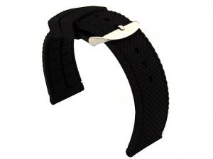 16mm Black/Black - Silicon Watch Strap / Band with Thread, Waterproof