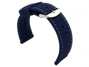 16mm Blue/White - Silicon Watch Strap / Band with Thread, Waterproof