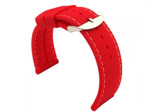 22mm Red/White - Silicon Watch Strap / Band with Thread, Waterproof