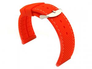 24mm Orange/White - Silicon Watch Strap / Band with Thread, Waterproof