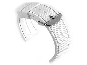 16mm White/White - Silicon Watch Strap / Band with Thread, Waterproof