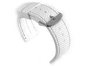 22mm White/White - Silicon Watch Strap / Band with Thread, Waterproof