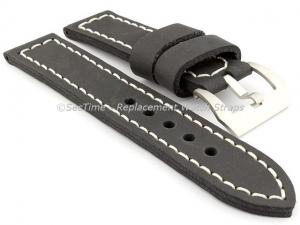 22mm Black/White - Genuine Leather Hand-Stitched Watch Strap/Band SIRIUS