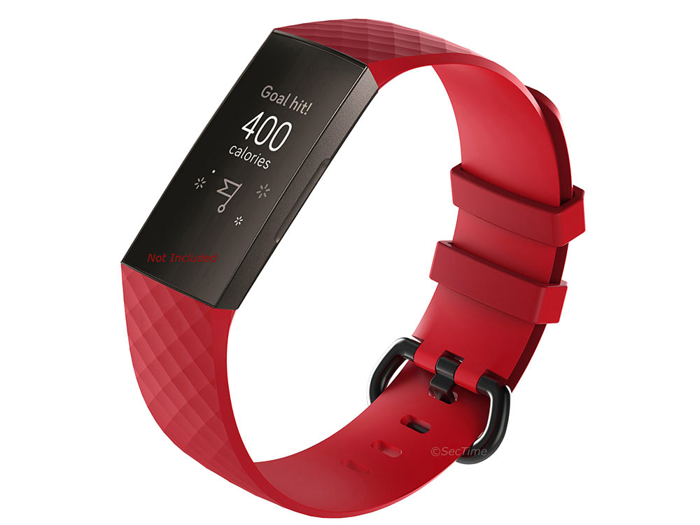 Replacement Silicone Watch Strap Band For Fitbit Charge 3 Red - Large - 01