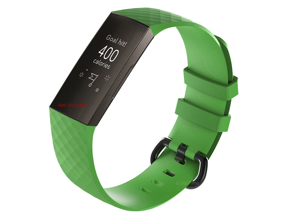 Replacement Silicone Watch Strap Band For Fitbit Charge 3 Green - Large - 01