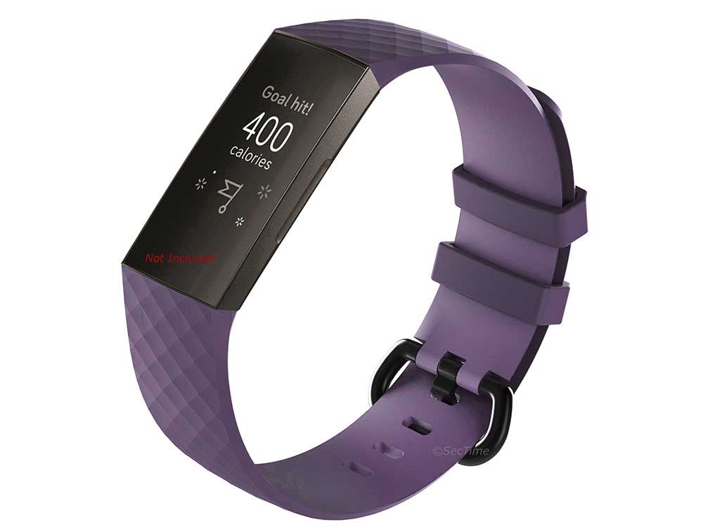 Replacement Silicone Watch Strap Band For Fitbit Charge 3 Violet - Large - 01