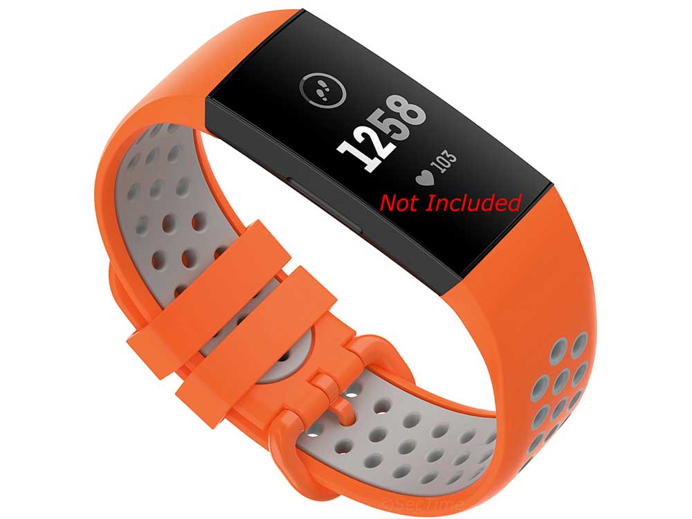 Replacement Silicone Watch Strap Band For Fitbit Charge 3, 4 Orange/Grey - Universal M2 - 01