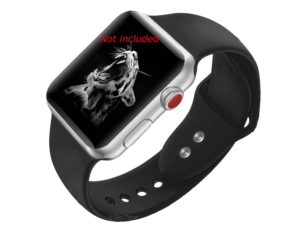 Silicone Watch Strap Band For iWatch 42mm/44mm Black - Large - M1 - 02