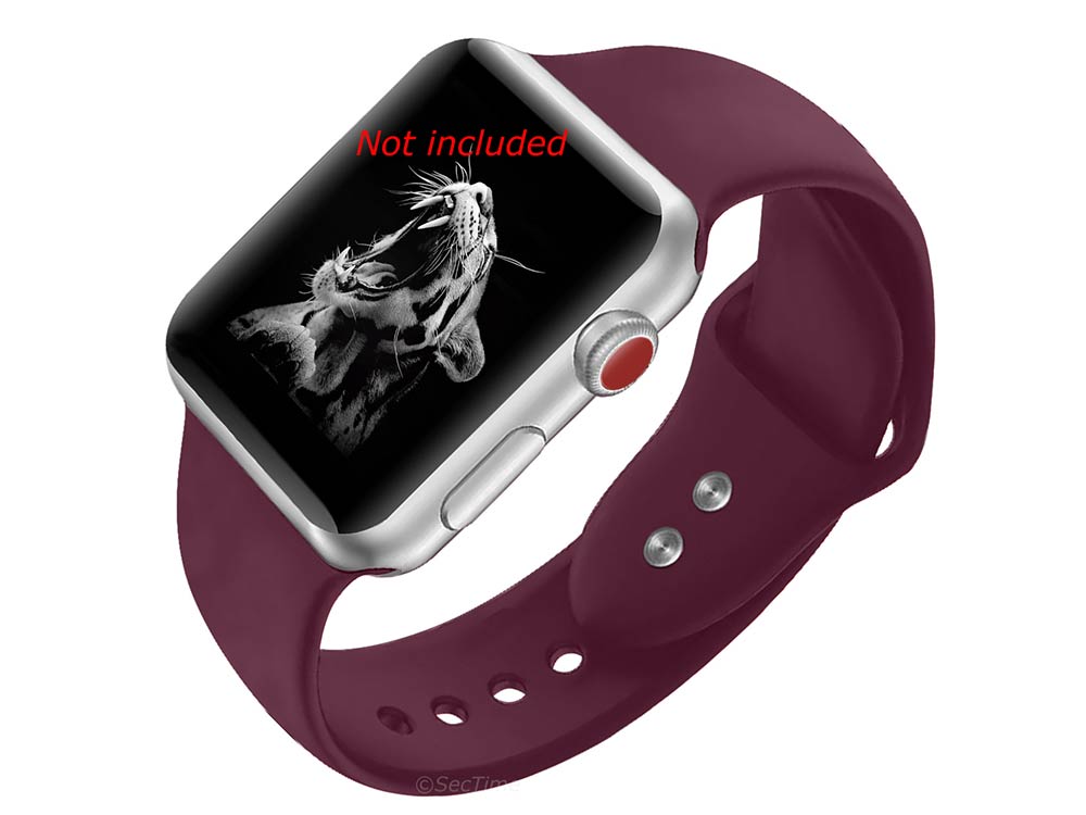 Silicone Watch Strap Band For iWatch 42mm/44mm Maroon - Large - M1 - 02