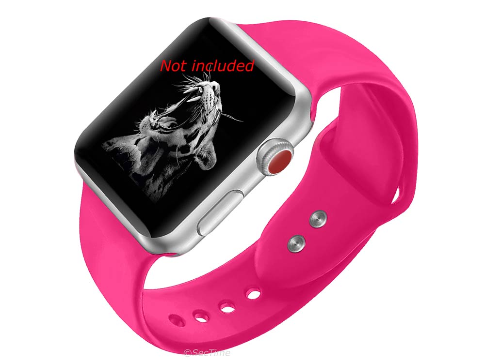 Silicone Watch Strap Band For iWatch 38mm/40mm Neon Pink - Large - M1 - 02