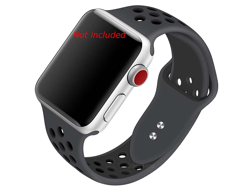 Perforated Silicone Watch Strap Band For iWatch 38mm/40mm Grey/Black - Large - M2 - 01