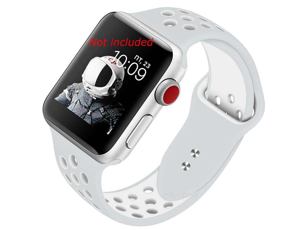 Perforated Silicone Watch Strap Band For iWatch 38mm/40mm Silver/White - Small - M2 - 01