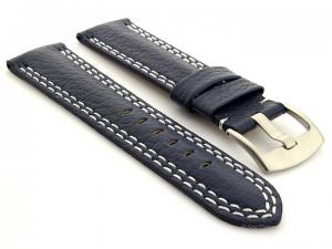 Double Stitched Leather Watch Band Navy Blue Freiburg DS 02