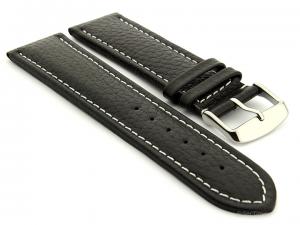 Extra Long Watch Band Black with White Stitching Freiburg 02