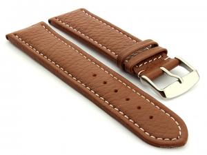 Extra Long Watch Band Brown with White Stitching Freiburg 02